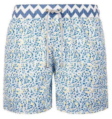 Shine Bright - blue yellow floral pattern Swim Short - True Boxers