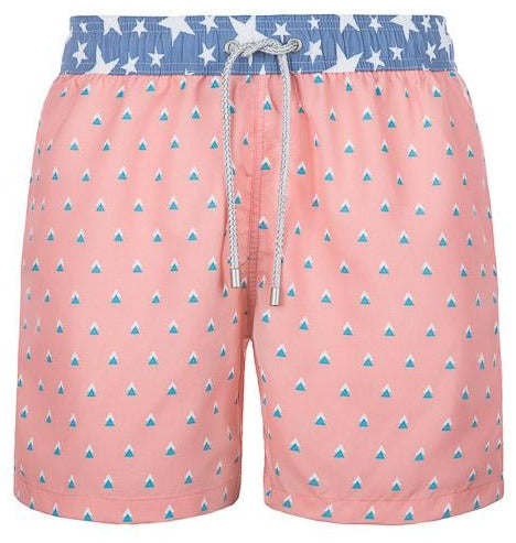Polaroid - salmon colored Swim Short with triangles - True Boxers