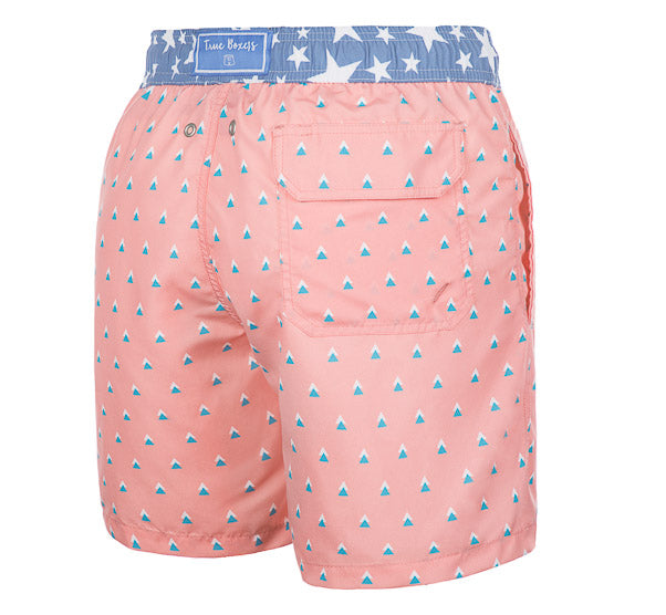Polaroid - salmon colored Swim Short with triangles - True Boxers