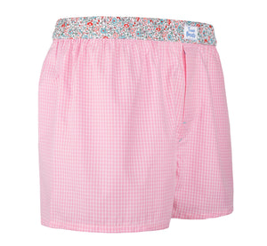 Aloha - pink checked, floral pattern Boxer Short - True Boxers