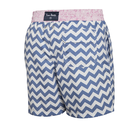 Double Trouble - blue zig zag pattern Swim Short - True Boxers