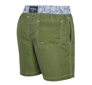 Jungle Fever - dark green with paisley Swim Short - True Boxers