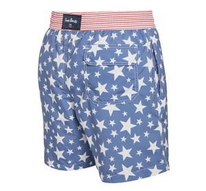 Maybe Baby - red stripes with blue stars Swim Short - True Boxers